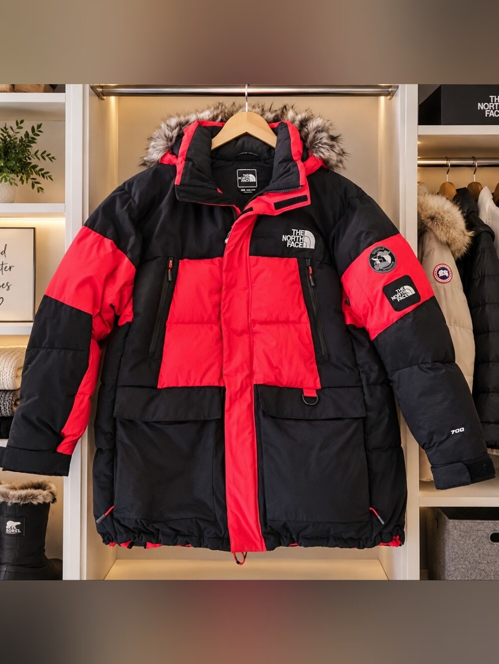 The North Face Vostok Antarctica Men’s XL Red Black Winter Parka